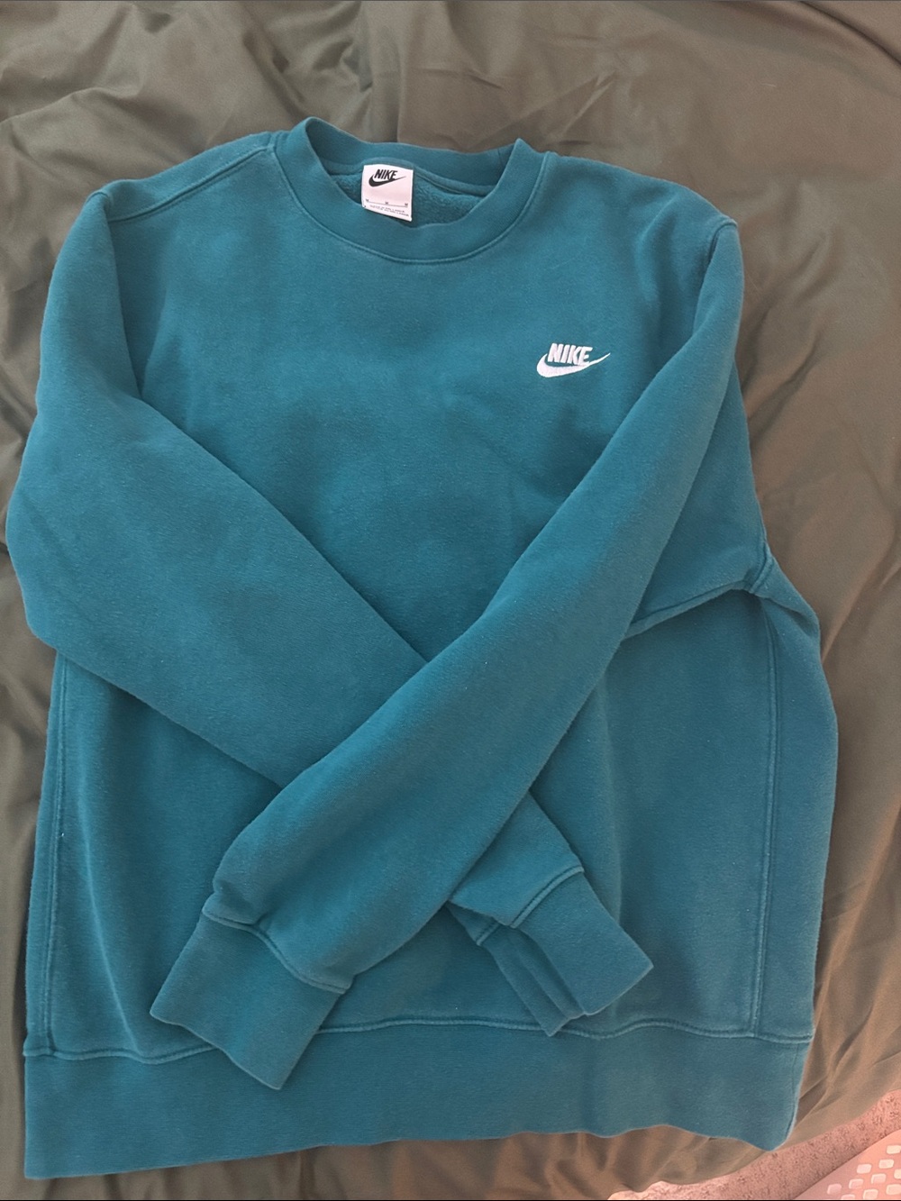 Nike Men's Teal Crewneck Sweatshirt with White Logo